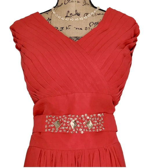 Womens Plus Elegant Princess Maxi Rhinestone Prom Gown Red Sizes 3x-4x; 26-28 - Picture 11 of 16